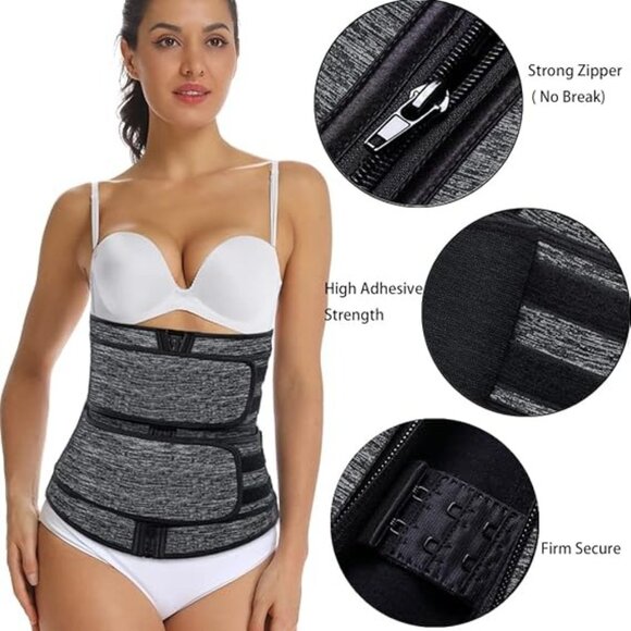 Womens Waist Trainer Corset Adjustable Straps Dual Compression Zipper Closure S - Picture 2 of 4